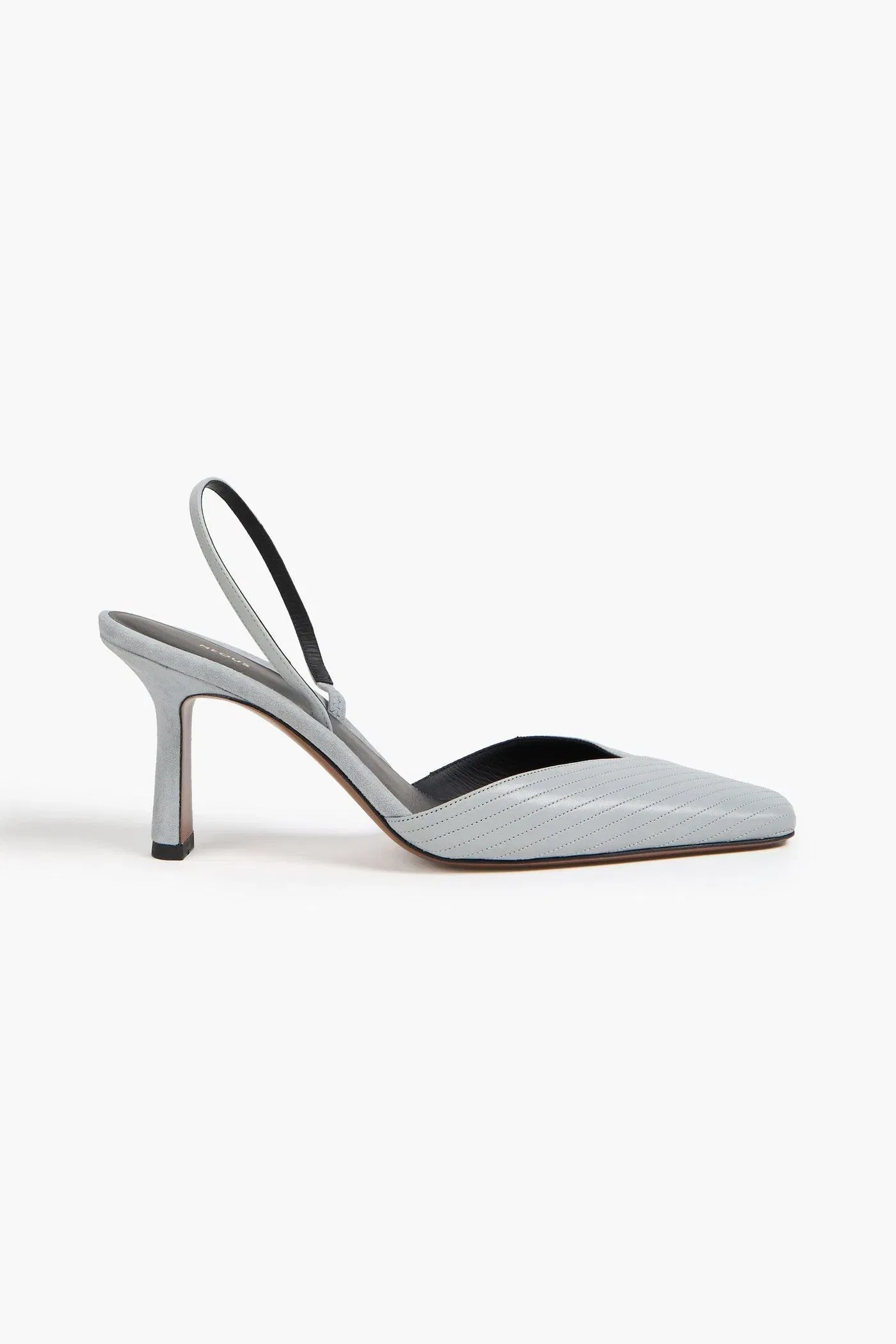 Neous Dilmun Suede-Trimmed Leather Slingback Pumps Gray Women's