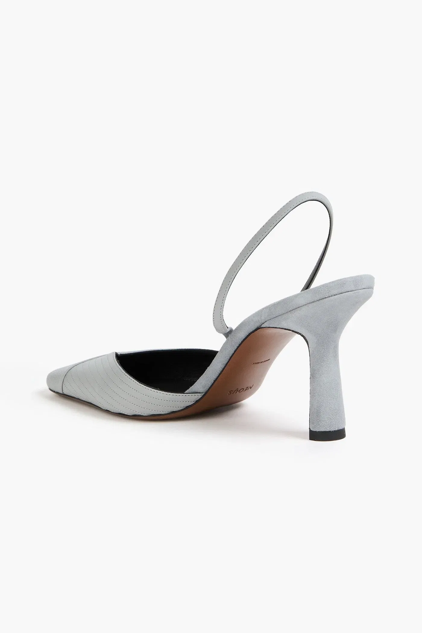 Neous Dilmun Suede-Trimmed Leather Slingback Pumps Gray Women's