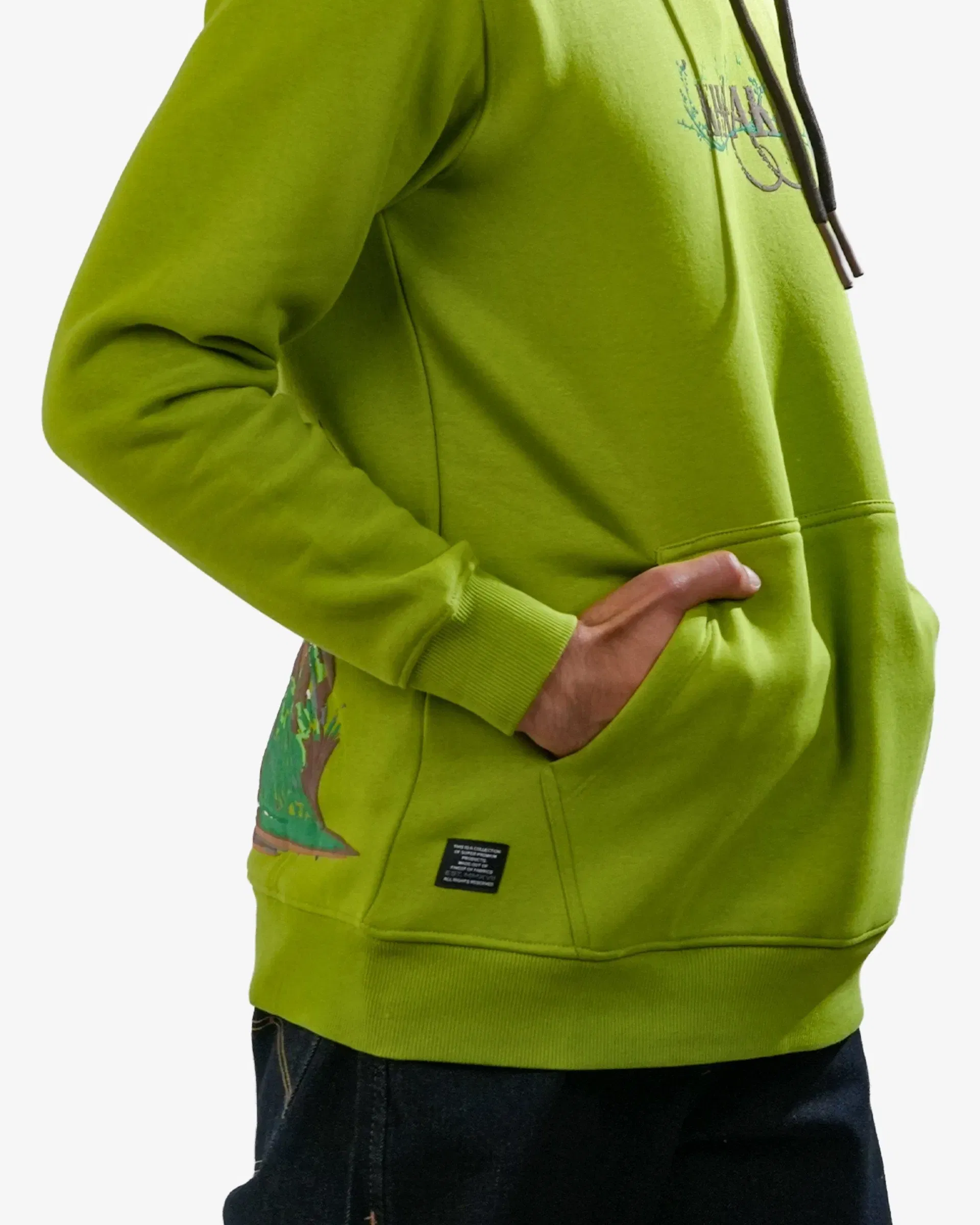 Wild Buck - Light Green Printed Hoodie For Men