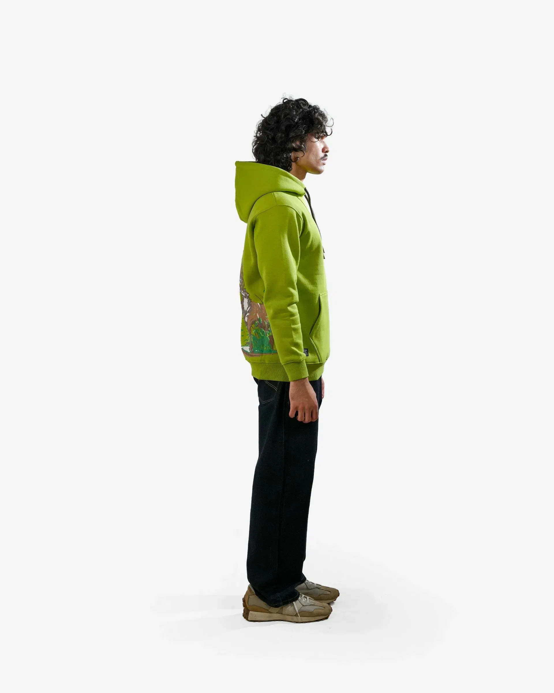 Wild Buck - Light Green Printed Hoodie For Men