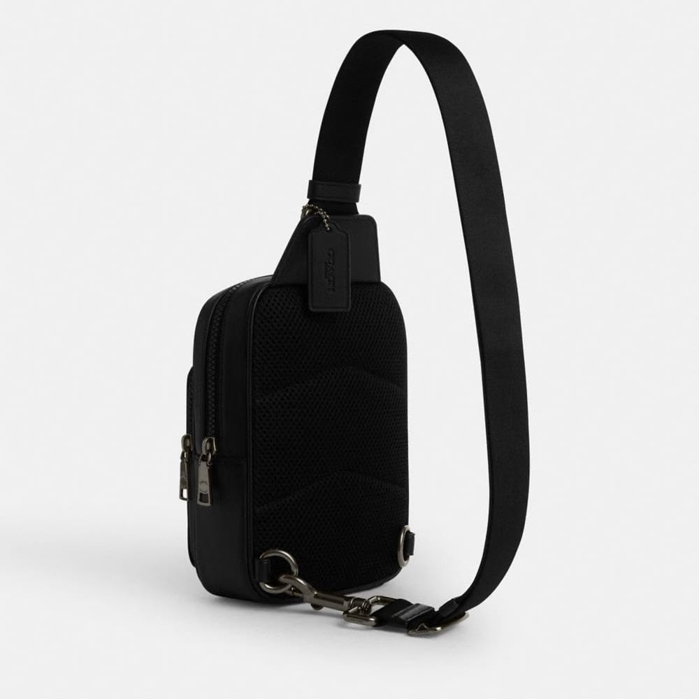 Coach Racer Sling Pack In Signature Canvas Gunmetal Charcoal Black