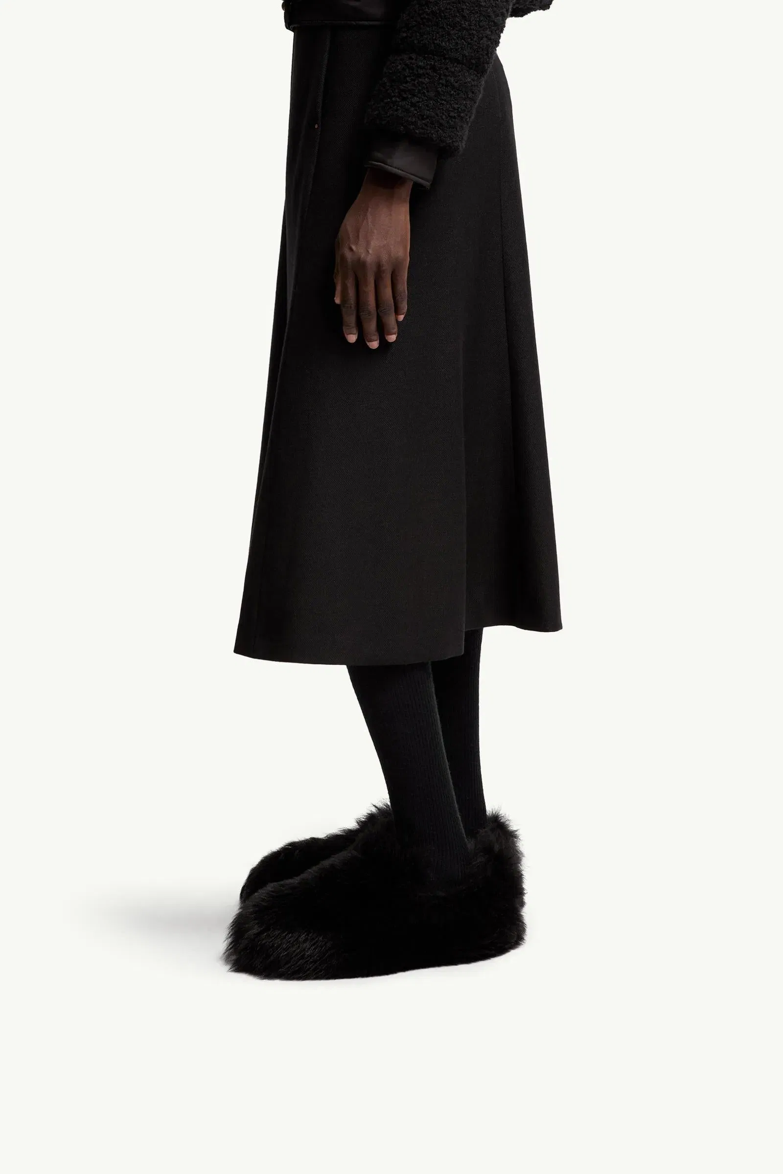 Moncler Snug Shearling Flats Black