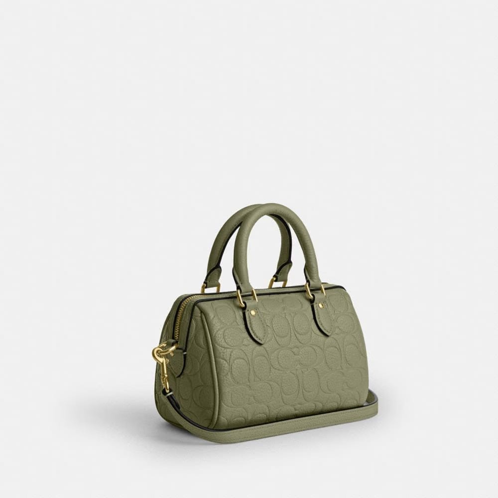Coach Mini Rowan Crossbody Bag In Signature Leather Gold Pistachio