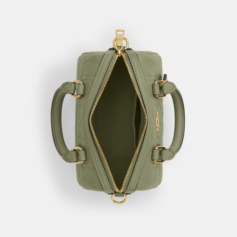 Coach Mini Rowan Crossbody Bag In Signature Leather Gold Pistachio