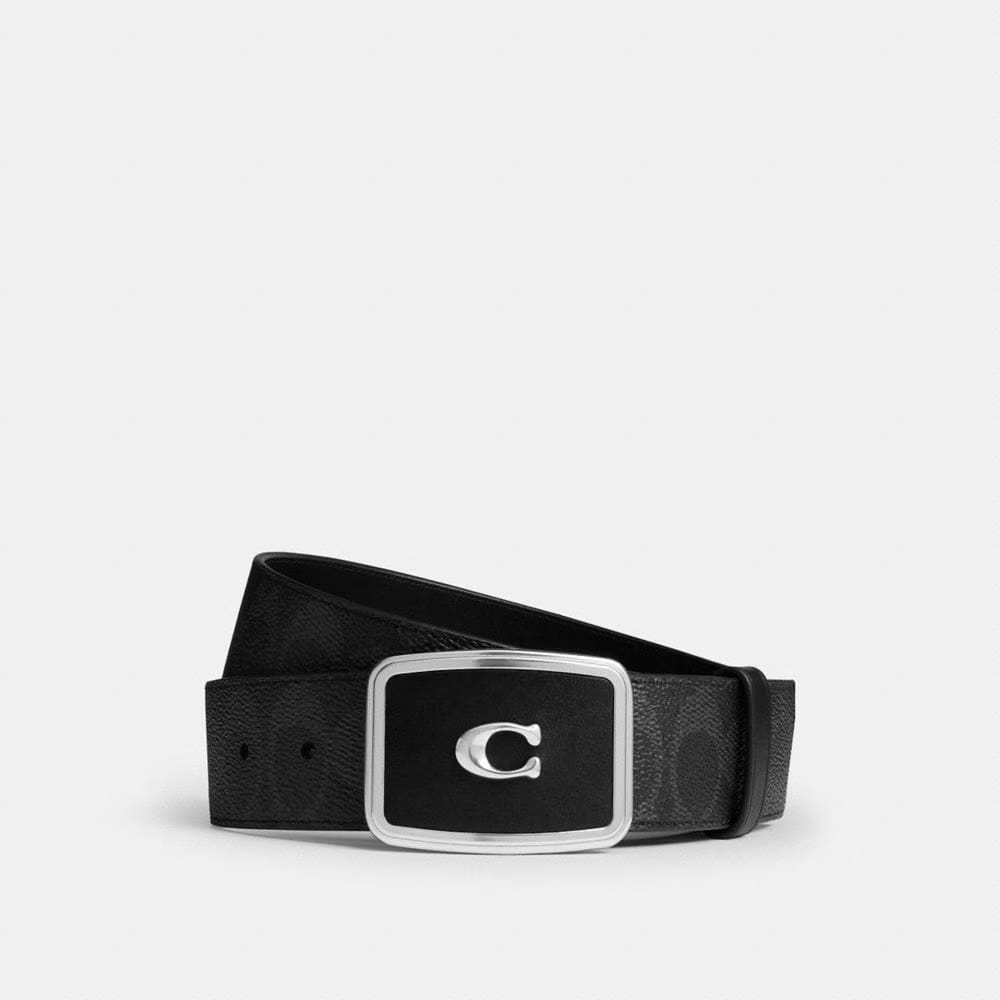 Coach Signature Plaque Buckle Belt, 38 Mm Black