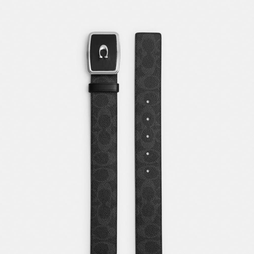 Coach Signature Plaque Buckle Belt, 38 Mm Black