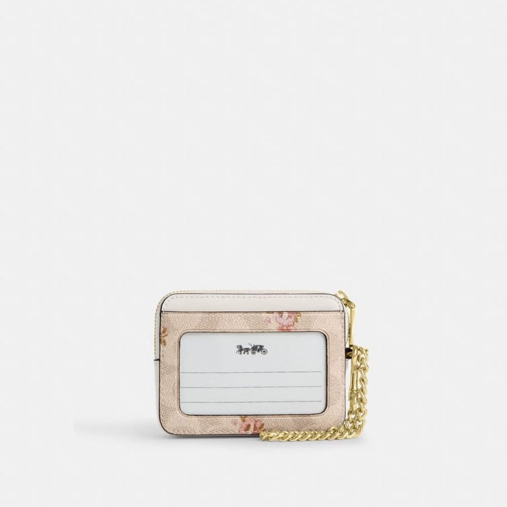 Zip Card Case In Signature Canvas With Floral Print
