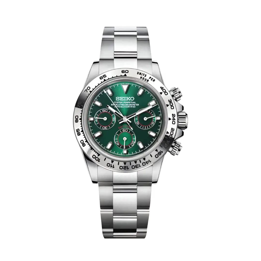 Seiko Mod Daytona silver Green