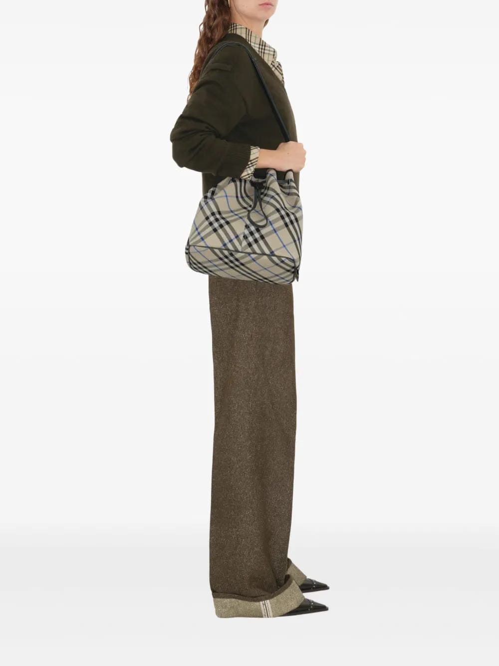 medium Check bucket bag