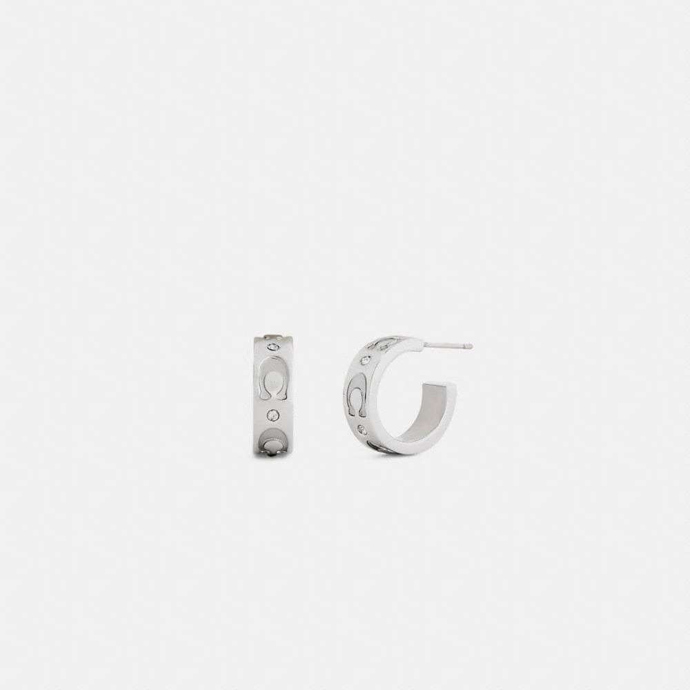Coach Repeated C Huggie Earrings Silver