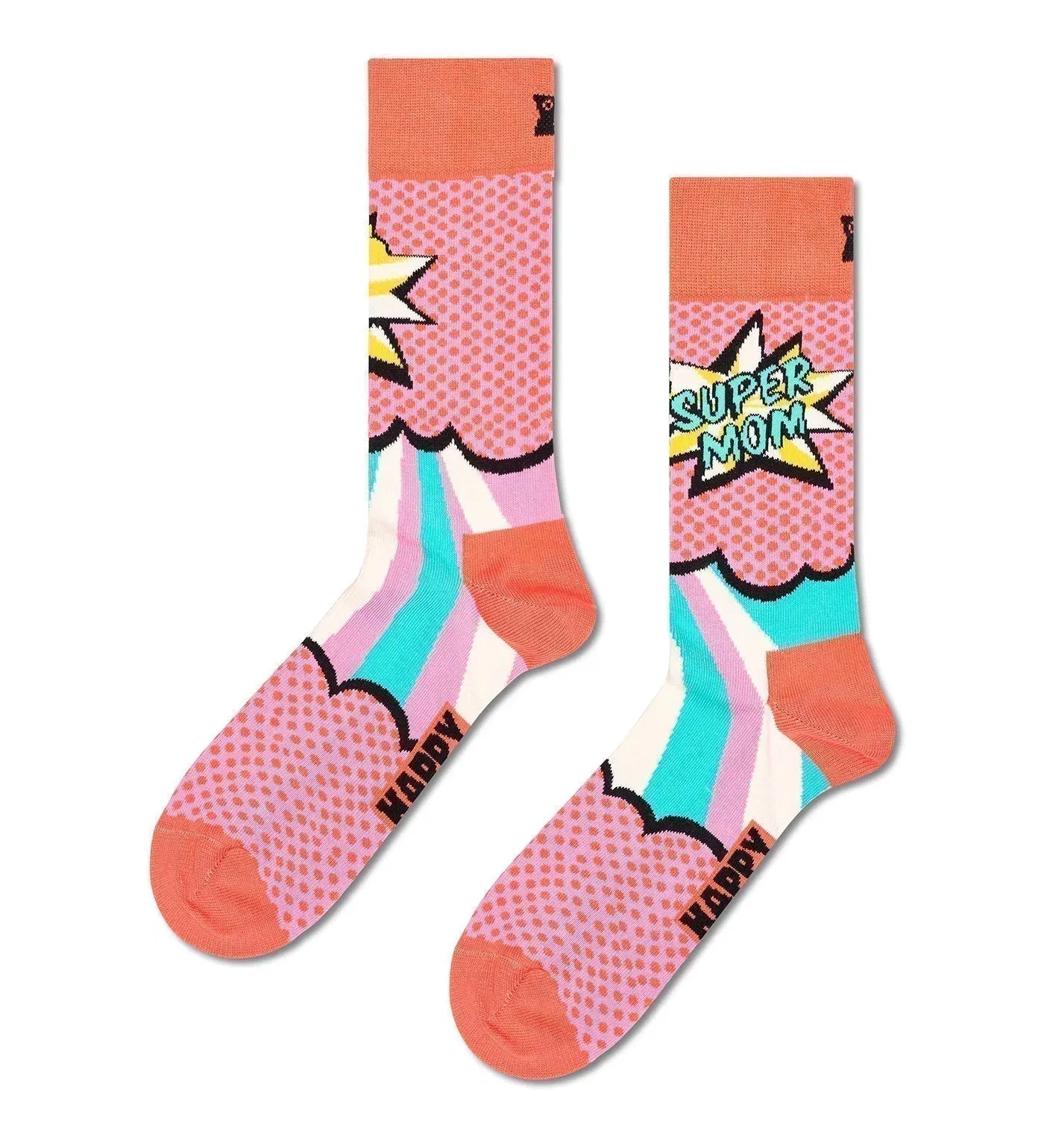 Happy Socks Unisex Super Mom Crew Length Socks for Women and Men