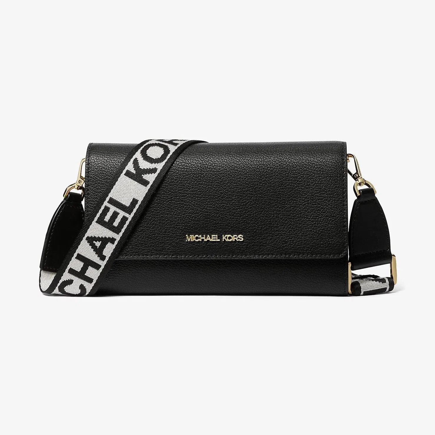 Michael Kors Jet Set Large Leather Crossbody Bag Black