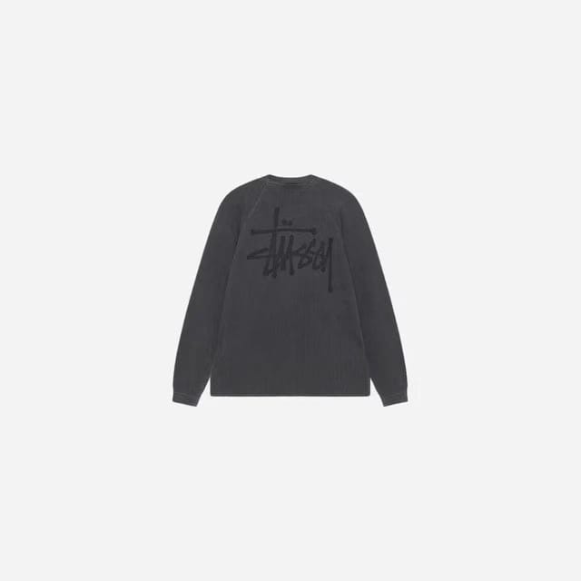 Stussy Raglan Thermal L/S Crew Washed Black
