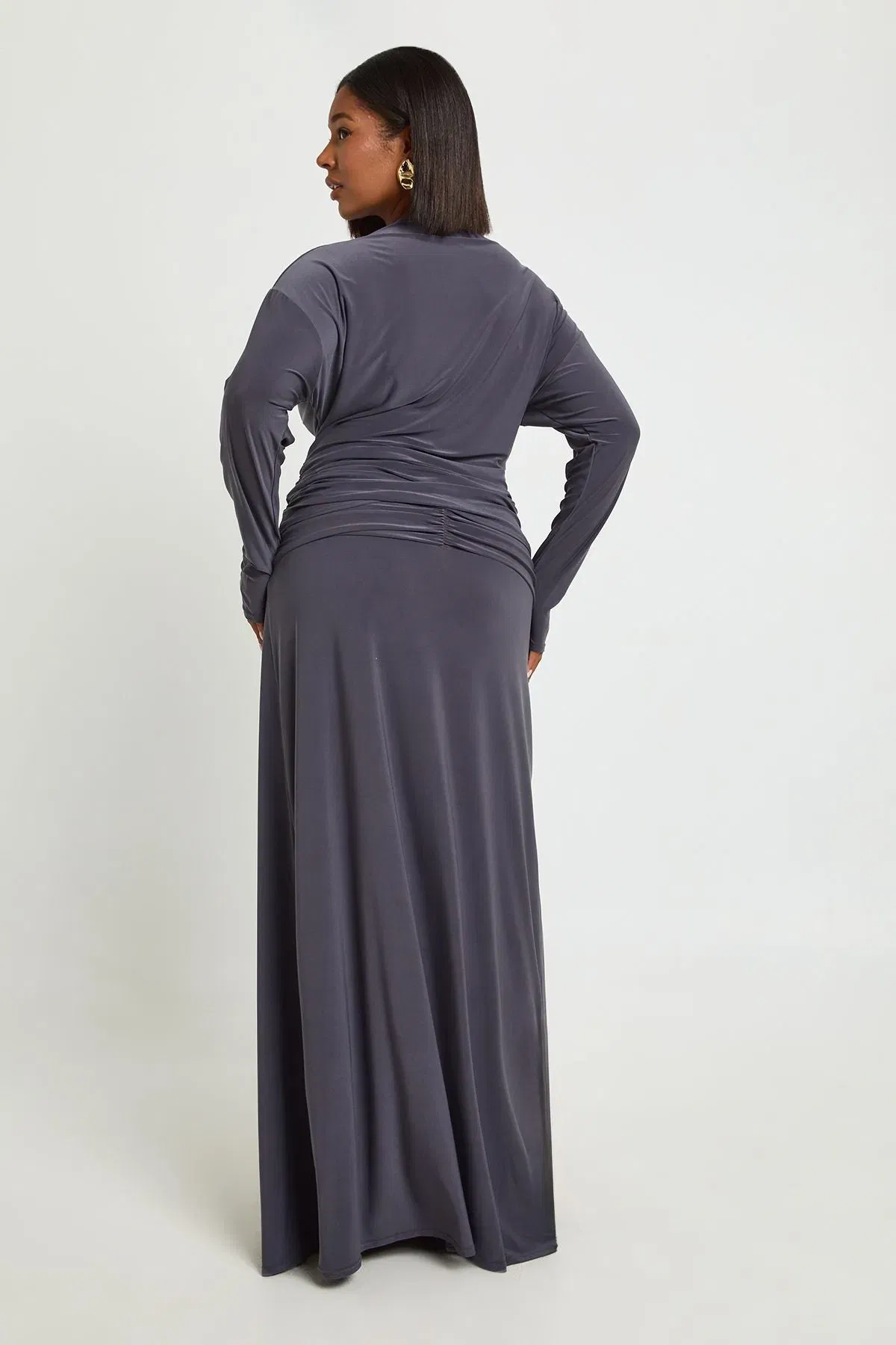 Plus Ruched Front Maxi Skirt