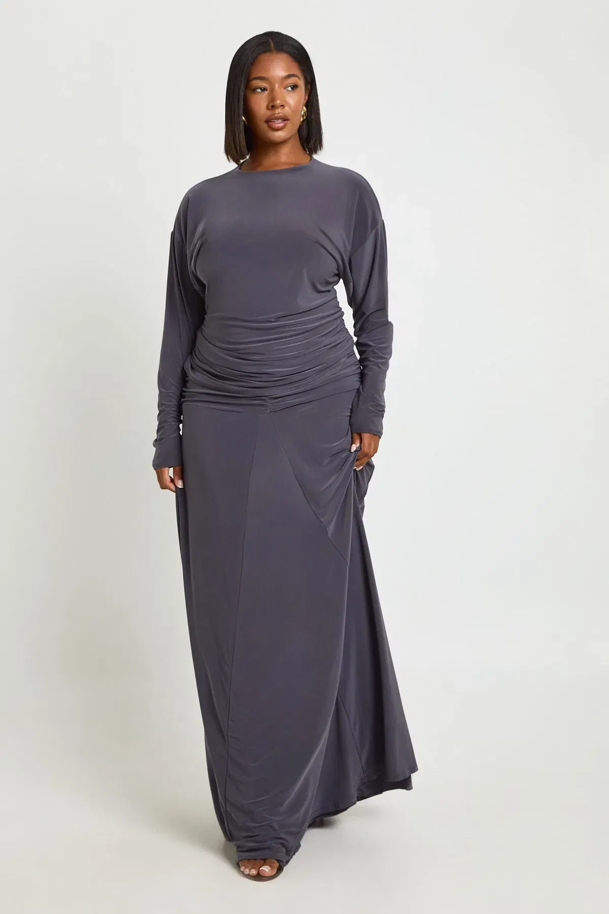 Plus Ruched Front Maxi Skirt