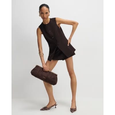 Brown Longline Tailored Waistcoat