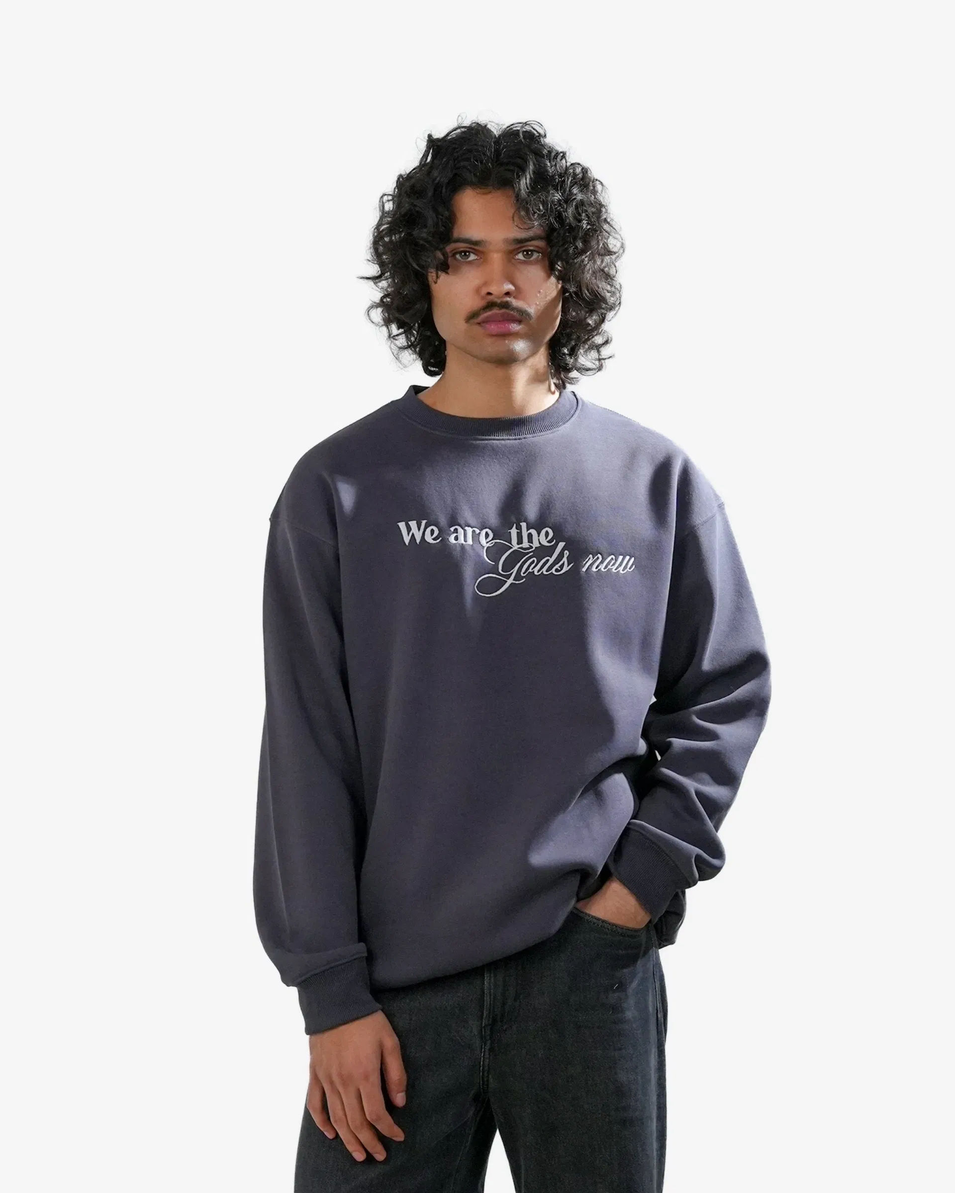 Diabolical - Gray Embroidered Oversized Sweatshirt
