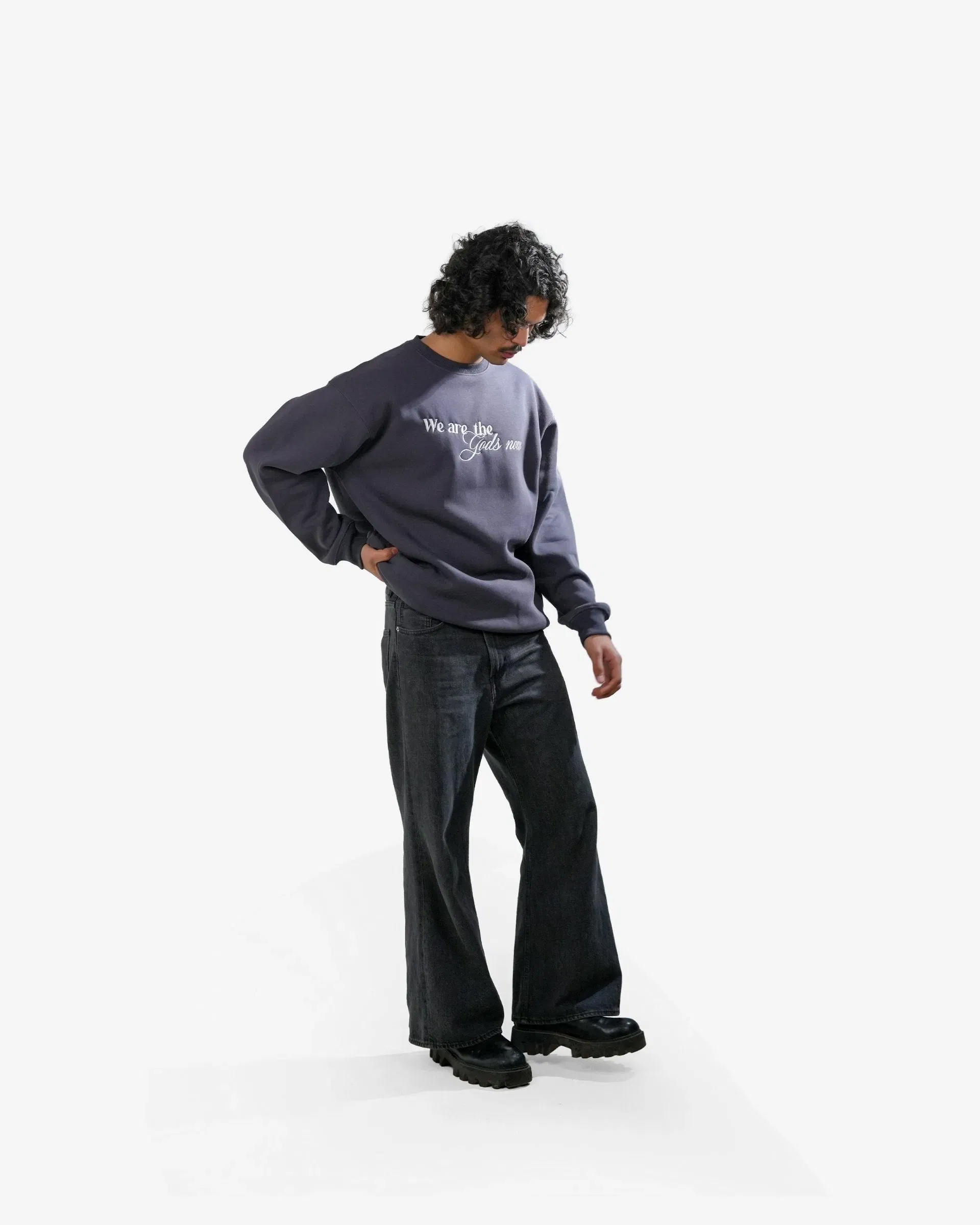 Diabolical - Gray Embroidered Oversized Sweatshirt