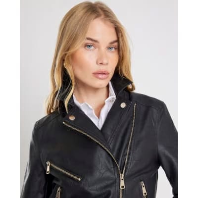 Black Faux Leather Biker Jacket