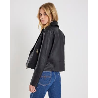 Black Faux Leather Biker Jacket