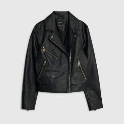 Black Faux Leather Biker Jacket