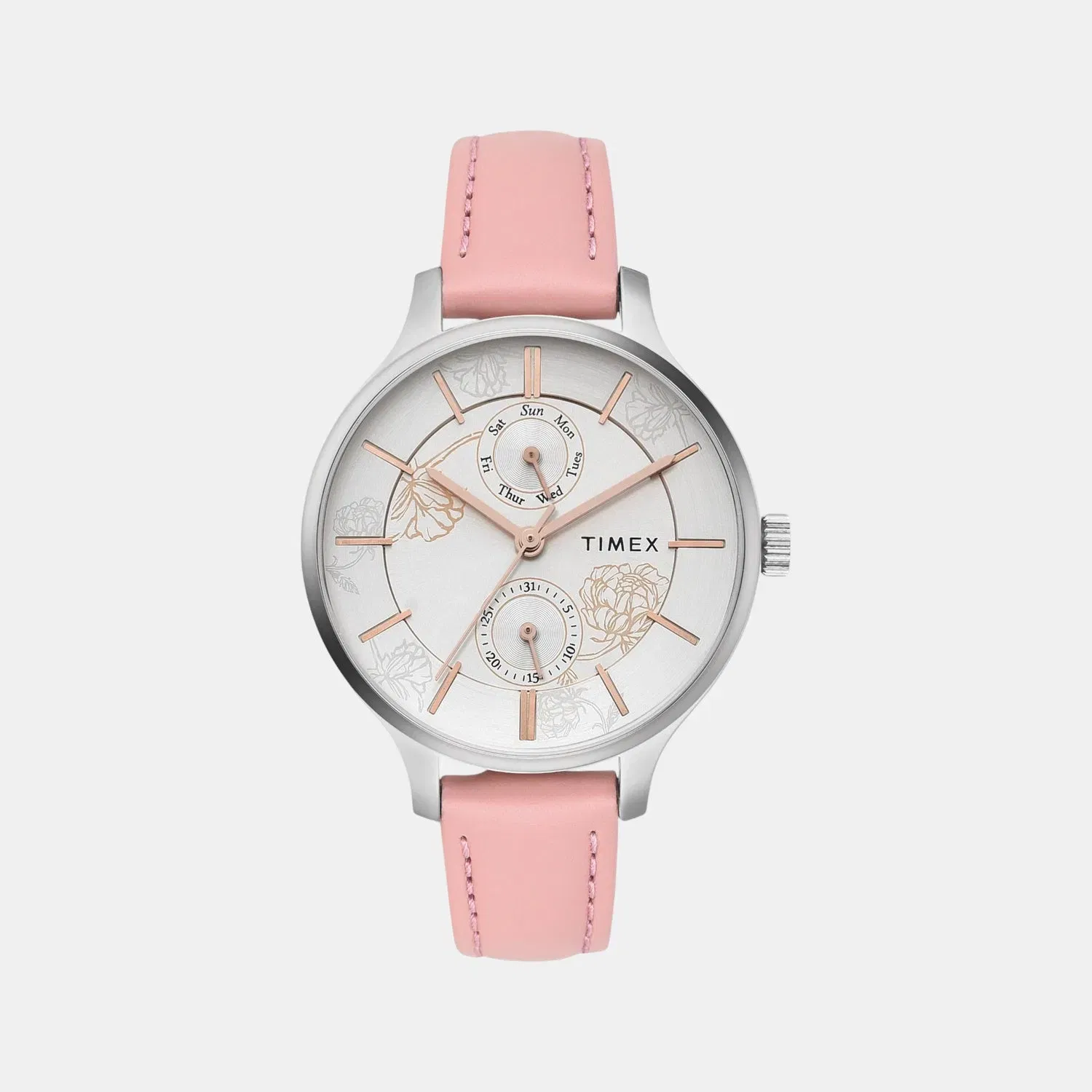 Timex Fashion Women Quartz Dial Multi-Function Leather Watch Twel14822