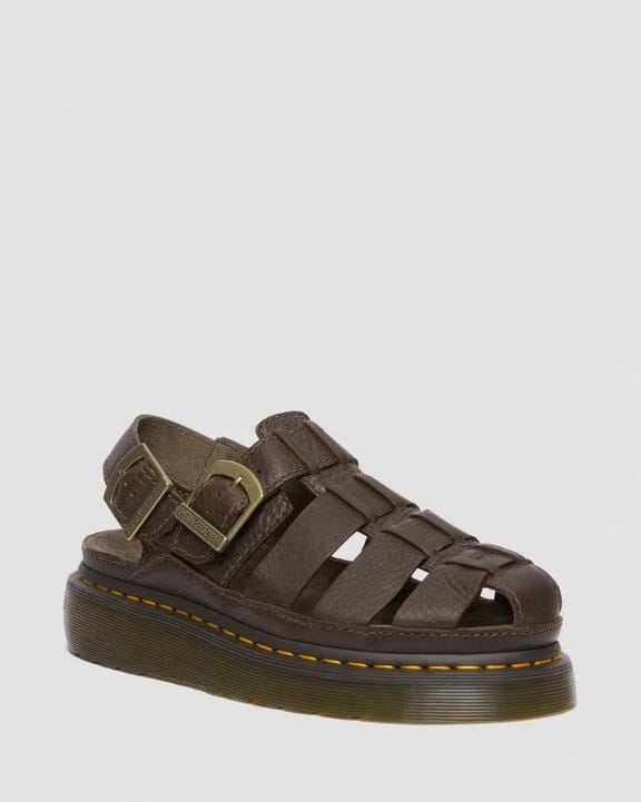 Dr Martens Wrenlie Grizzly Leather Fisherman Sandals Dark Brown