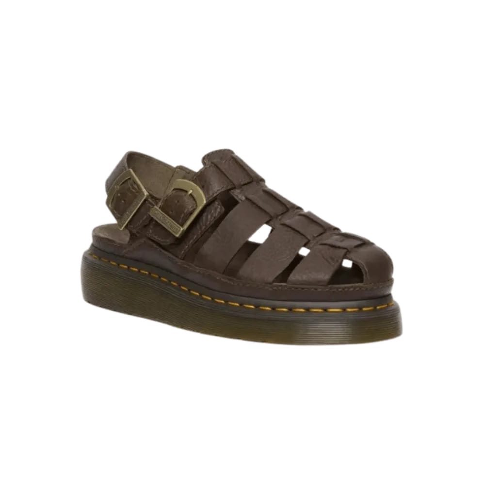 Dr Martens Wrenlie Grizzly Leather Fisherman Sandals Dark Brown