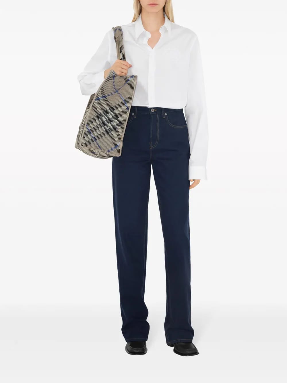 medium check knitted tote bag