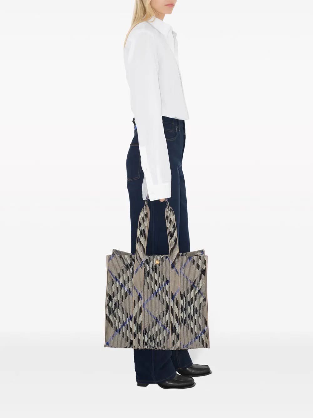 medium check knitted tote bag
