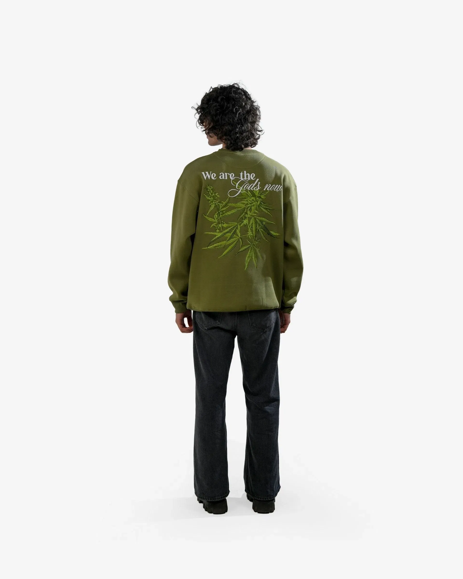 Diabolical - Olive Embroidered Oversized Sweatshirt