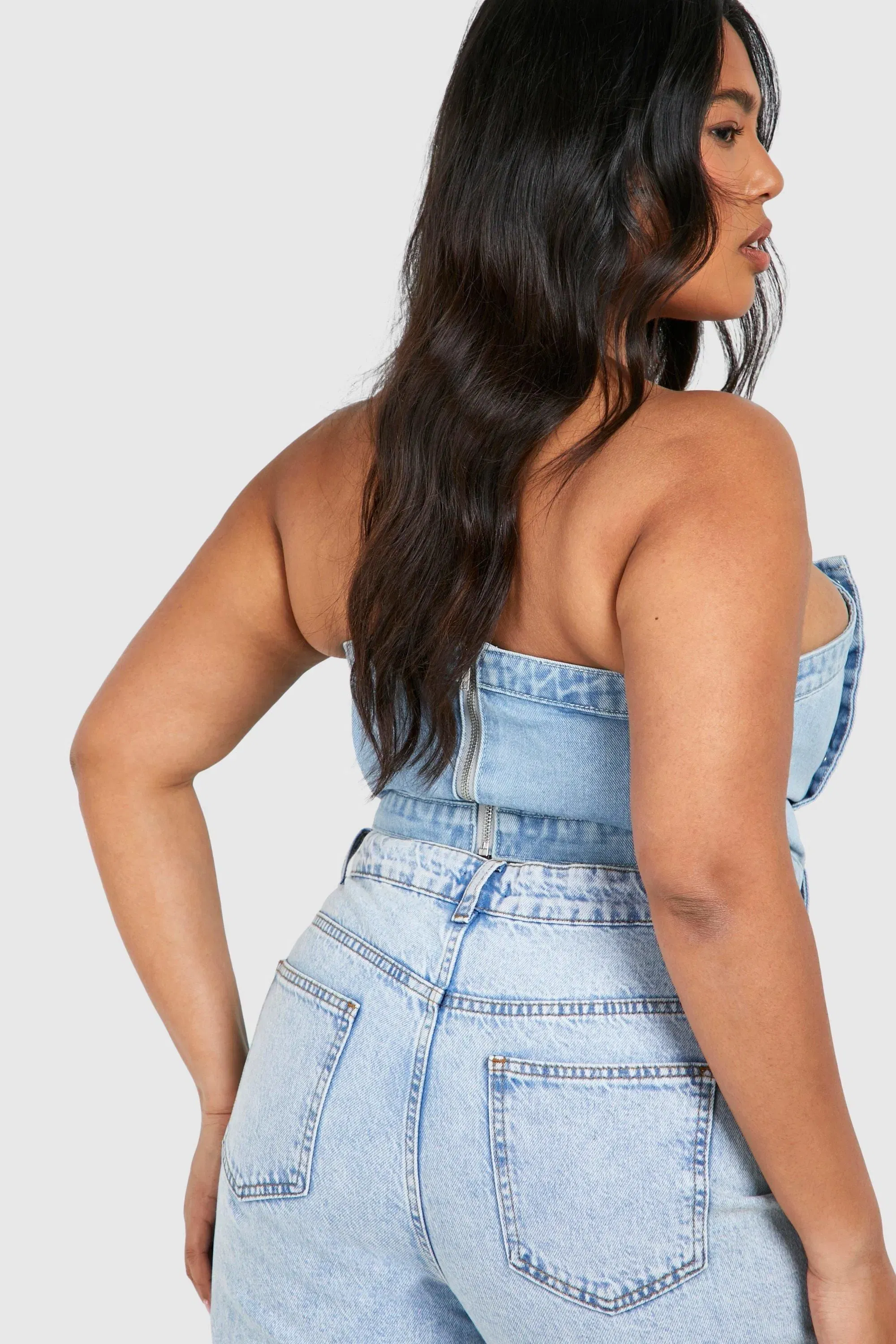Plus Button Down Denim Top