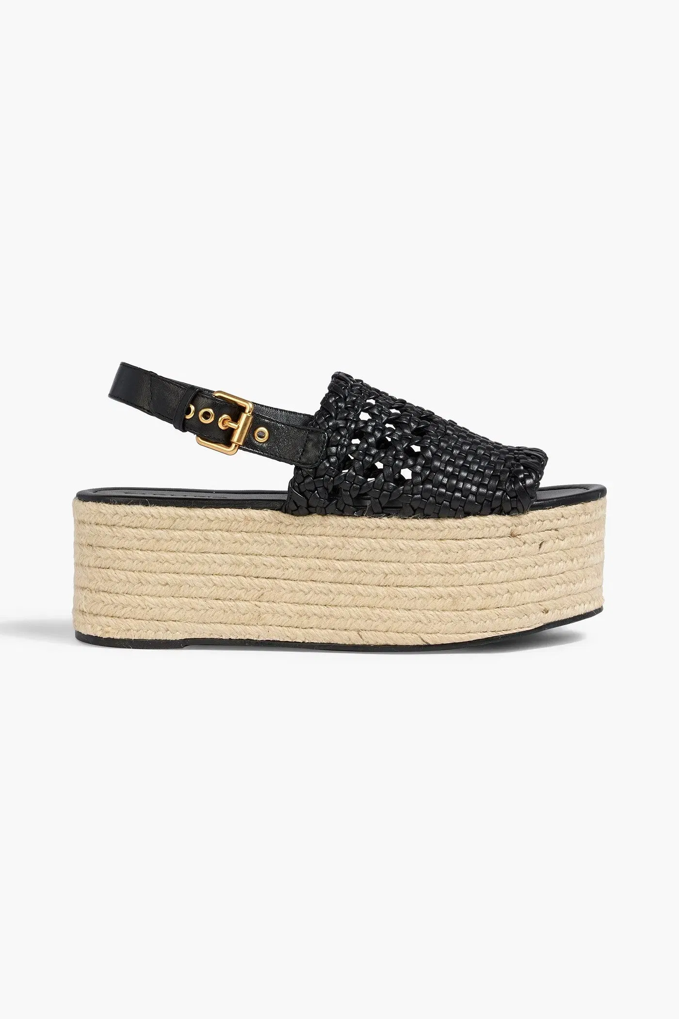 Farm Rio Leather Espadrille Platform Sandals Black Women's