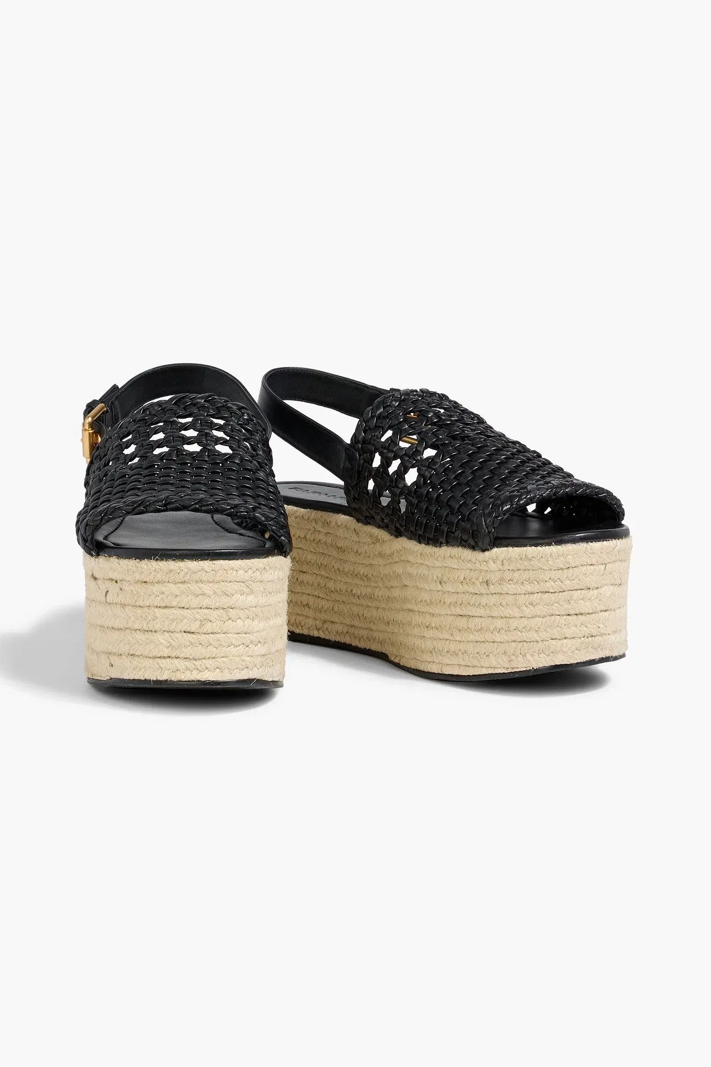 Farm Rio Leather Espadrille Platform Sandals Black Women's