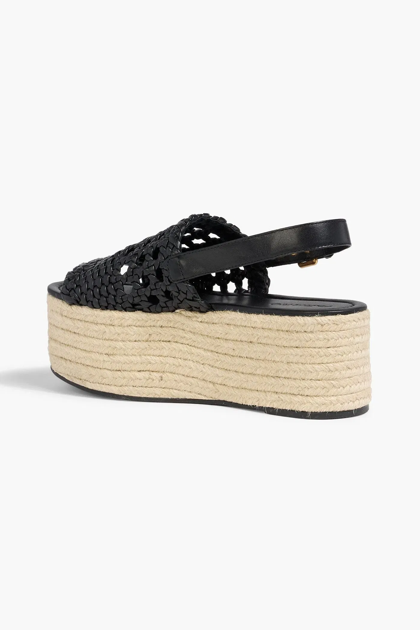 Farm Rio Leather Espadrille Platform Sandals Black Women's