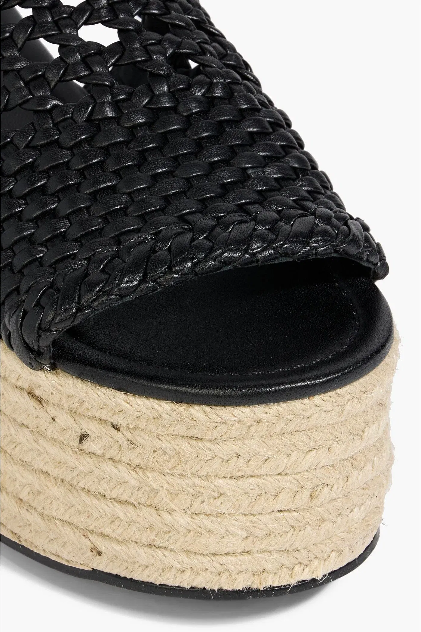 Farm Rio Leather Espadrille Platform Sandals Black Women's