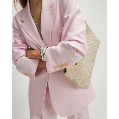 Pink Linen Blend Blazer