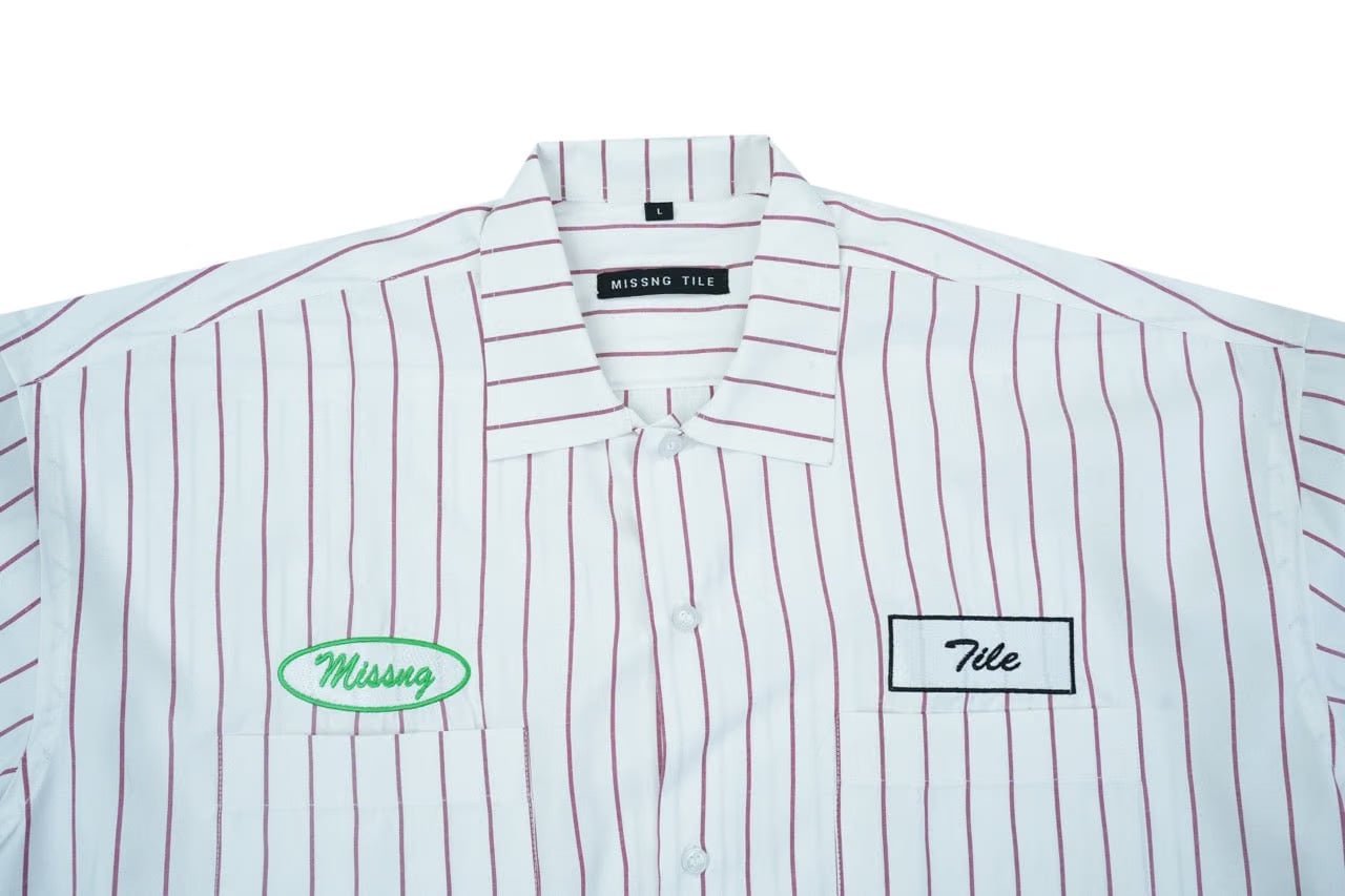 THE MECHANIC SHIRT in deep red stripes