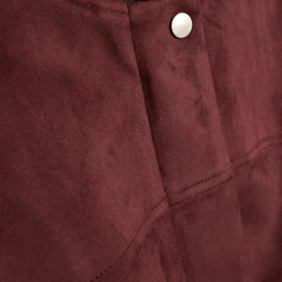 Red Faux Suede Classic Bomber Jacket