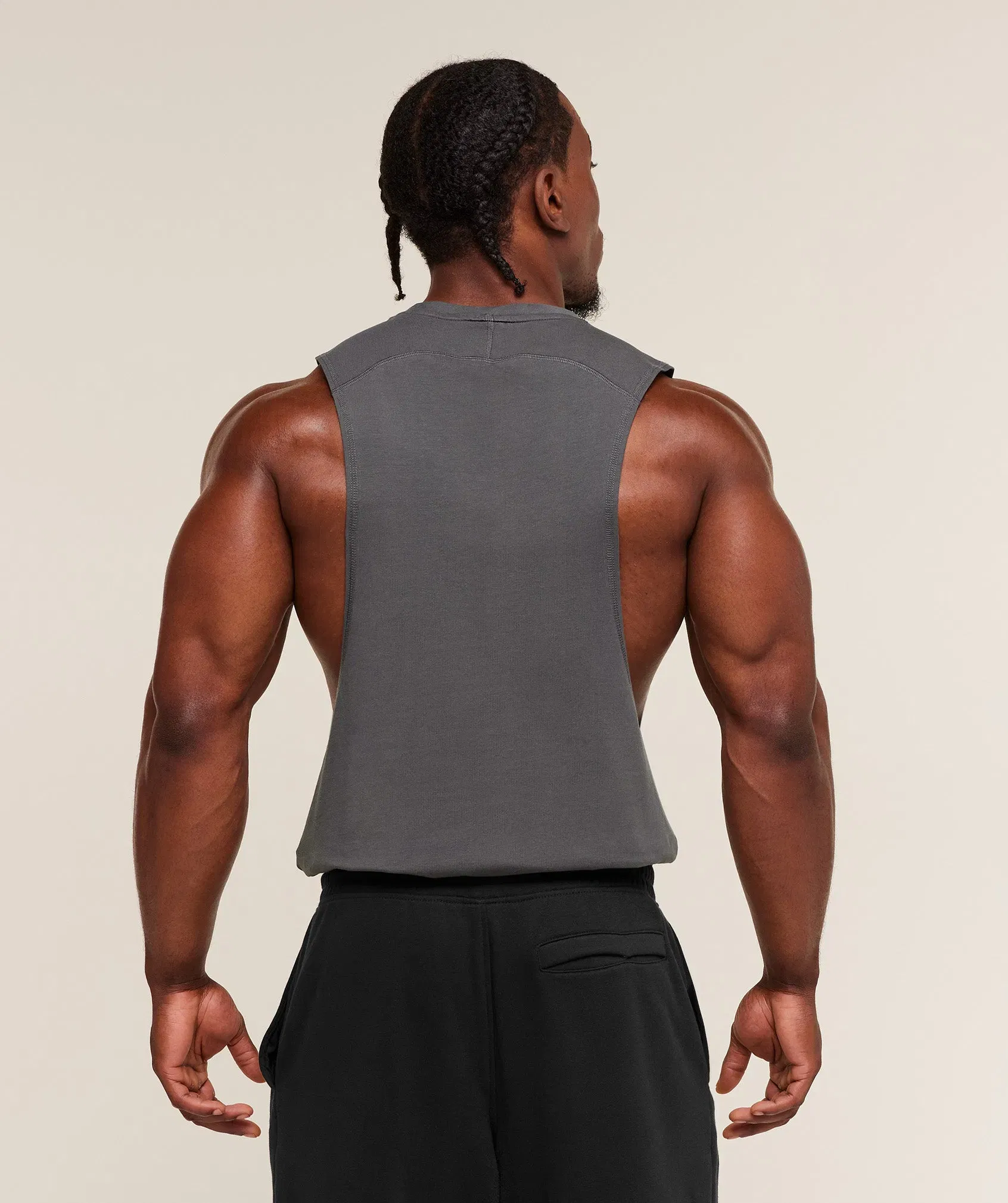 Gymshark Prime Drop Arm Tank - Onyx Grey/Antique Gold