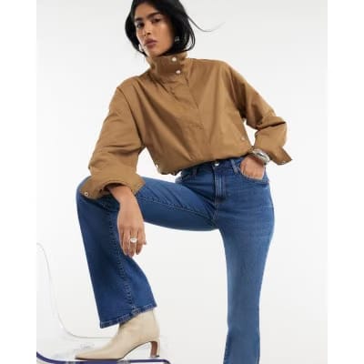 Blue Mid Rise Flared Jeans