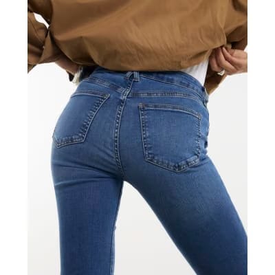 Blue Mid Rise Flared Jeans