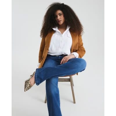 Blue Mid Rise Flared Jeans