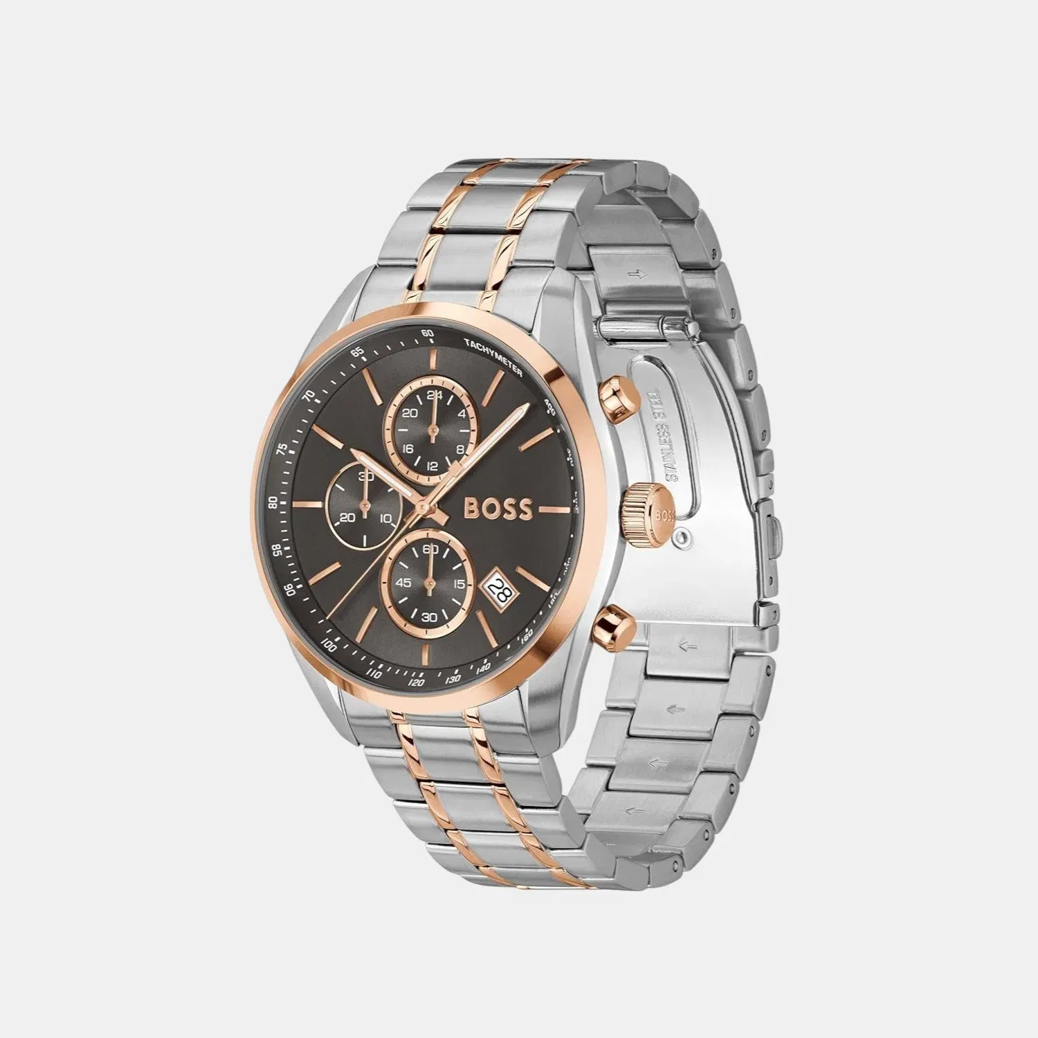 Boss Grand Prix 44 Men Quartz Grey Dial Chronograph Stainless Steel Watch 1514252