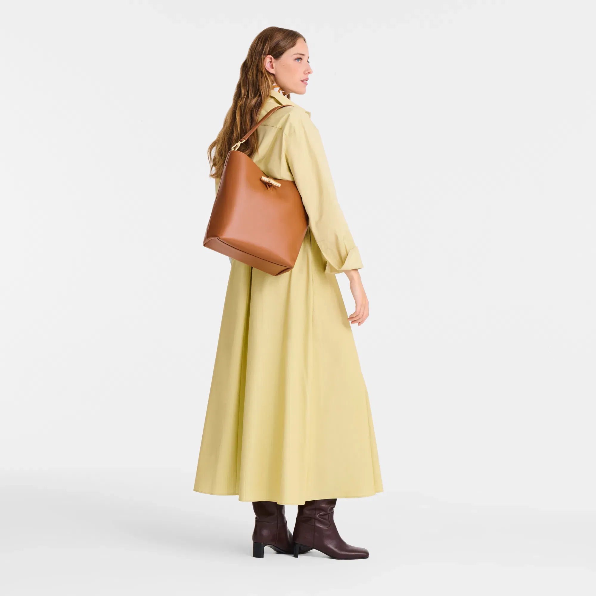 Longchamp Le Roseau M Hobo bag Cashew