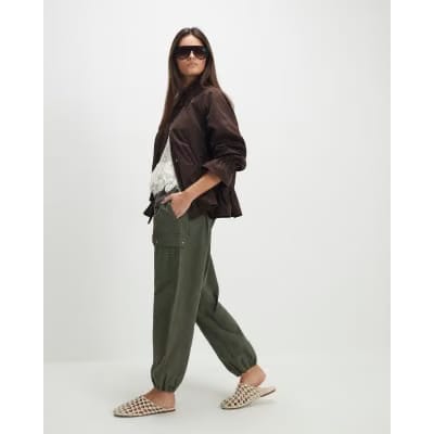 Khaki Utility Cargo Cuffed Joggers