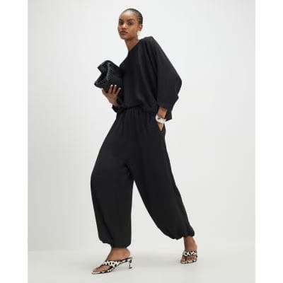Black Long Sleeve Batwing Top