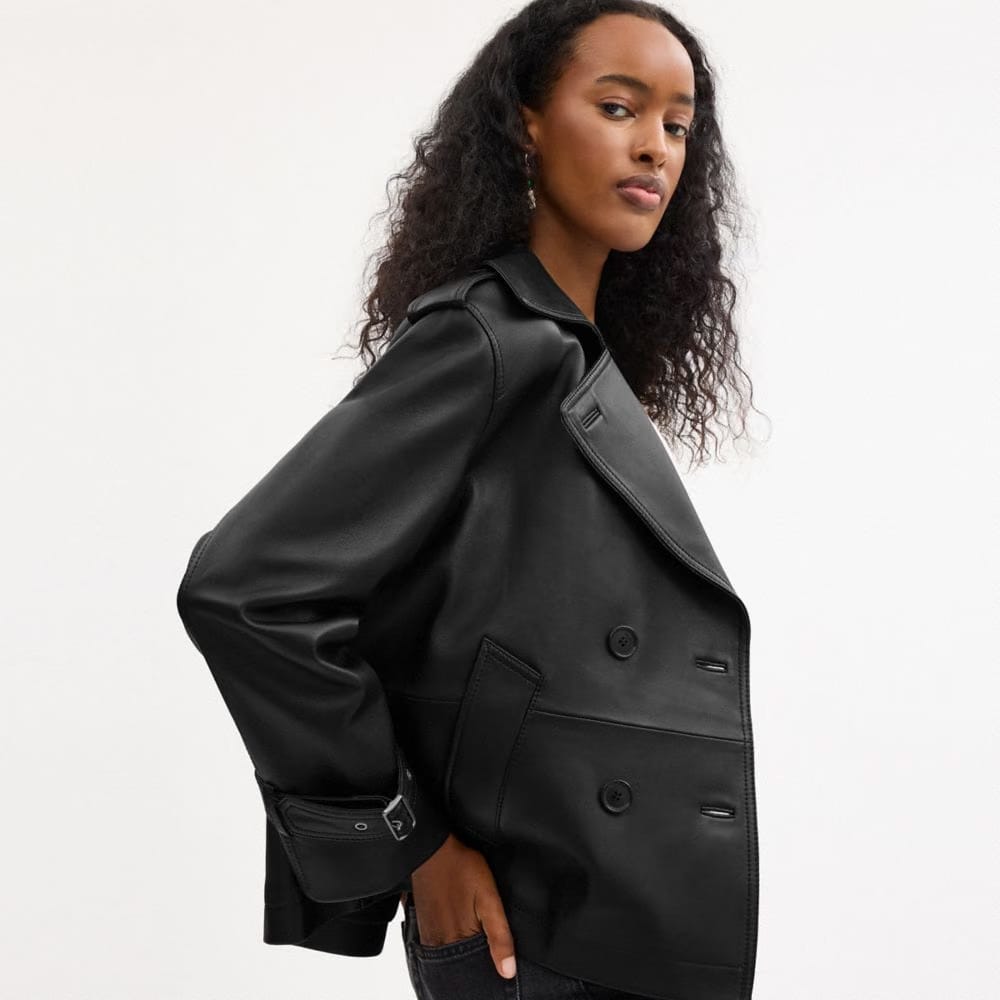 Mini Leather Trench Coat