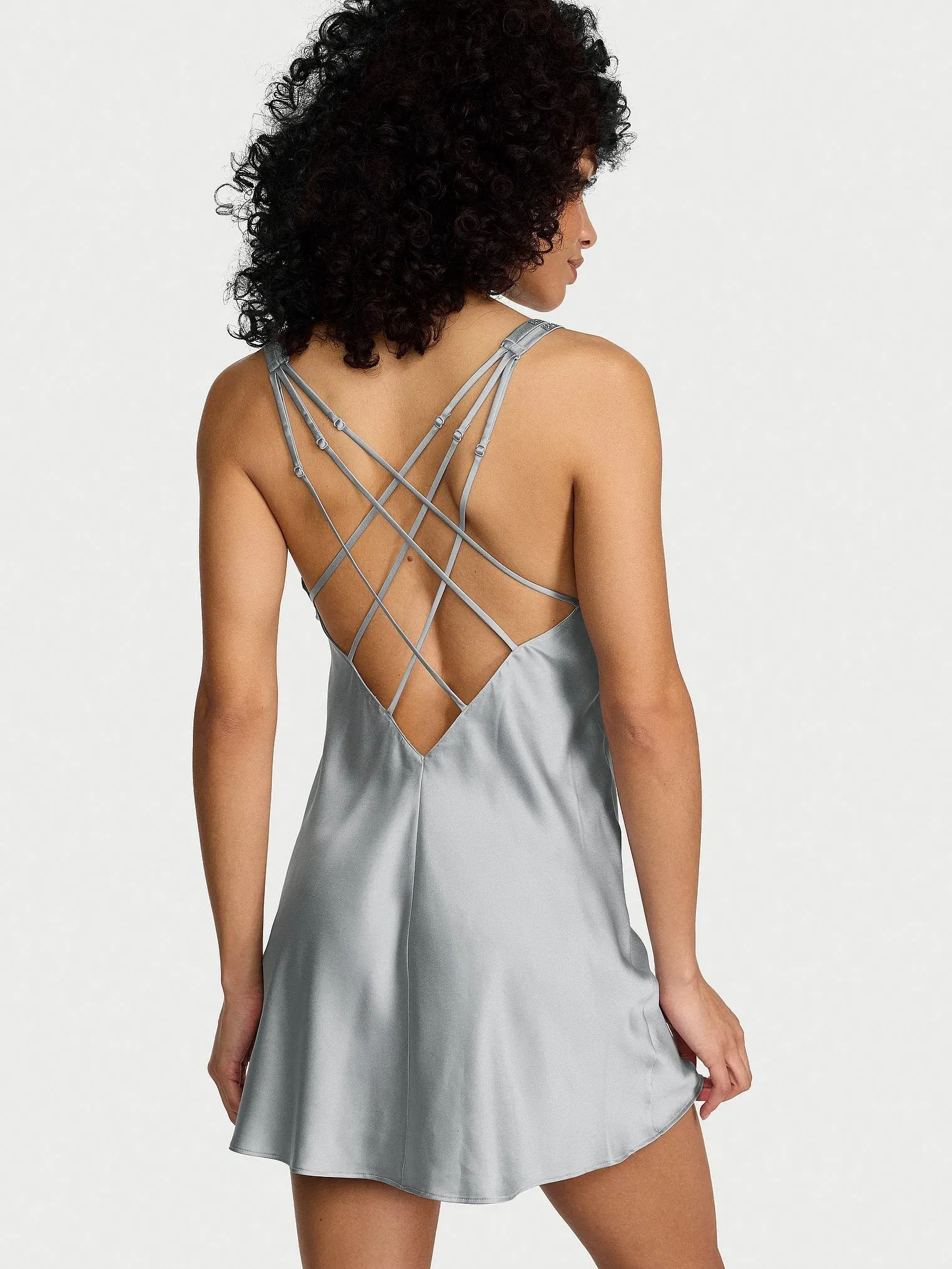 Gradient Shine Strap Satin Slip Dress