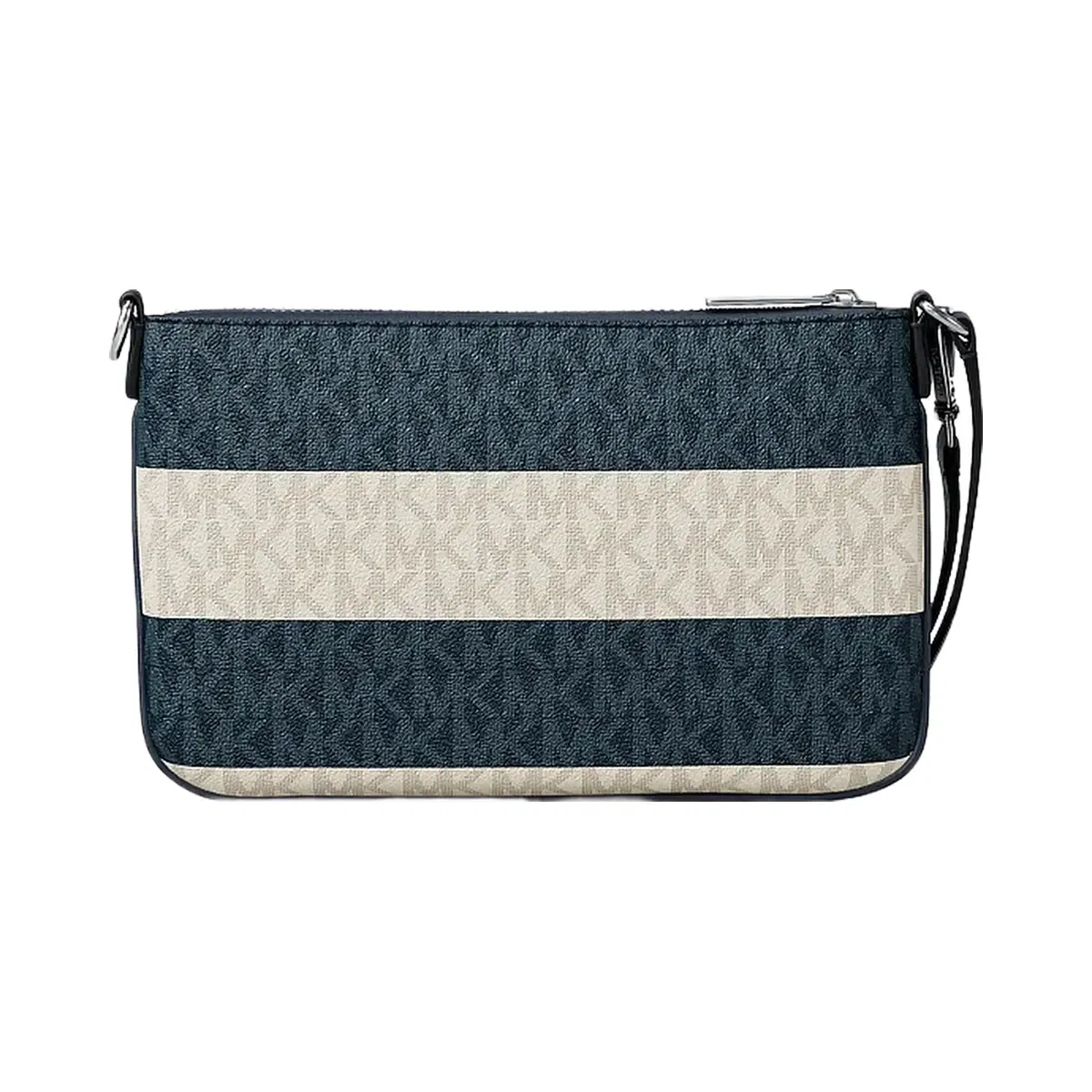 Michael Kors Jet Set Travel Striped Signature Logo Convertible Wristlet Navy
